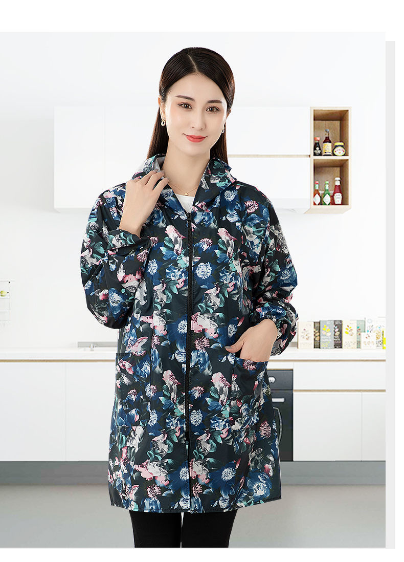 峰中雪干活穿中长薄款成人罩衣男女外套水油围裙厨房做饭家用工作服