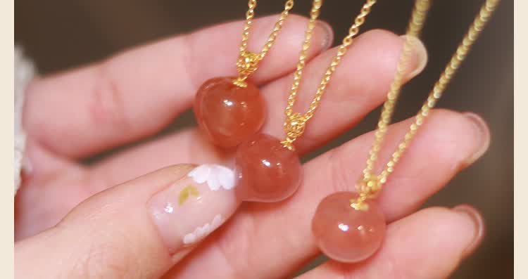 水蜜桃川料冰飘南红吊坠玉石桃子气质项链女友闺蜜 注: 需要联系客服