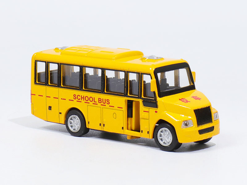 迷你合金校车模型玩具儿童回力玩具车仿真小巴士耐摔公交车开门小汽车