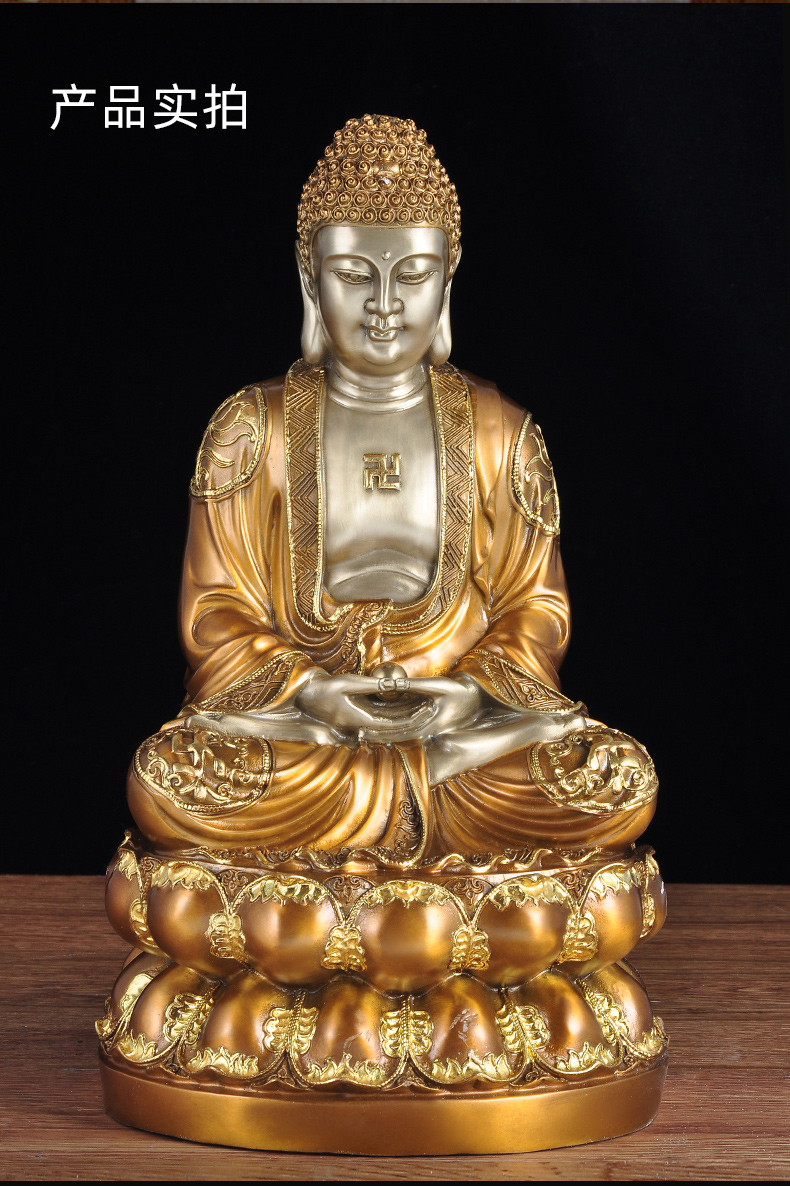 mling 全铜释迦牟尼佛像摆件供奉家居佛堂寺庙大日如来佛祖铜像工艺品