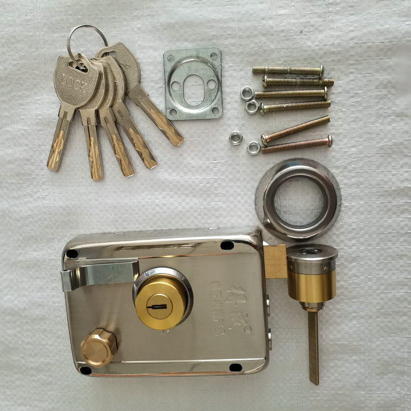 舒昂老式锁外装门锁房门锁铁门防盗锁储藏室车库门锁超c级铜锁头锁舌