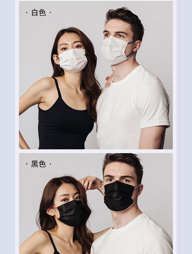 三层彩绳渐变彩虹大地森林拼色成人潮口罩女 港版巴黎之恋(30片装)