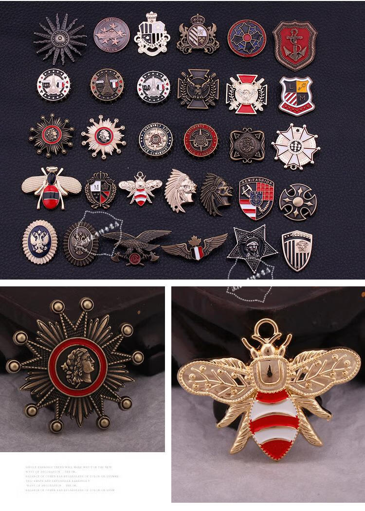 三色勋章 新款徽章休闲金属小别针复古个性胸章潮流胸牌英伦时尚勋章
