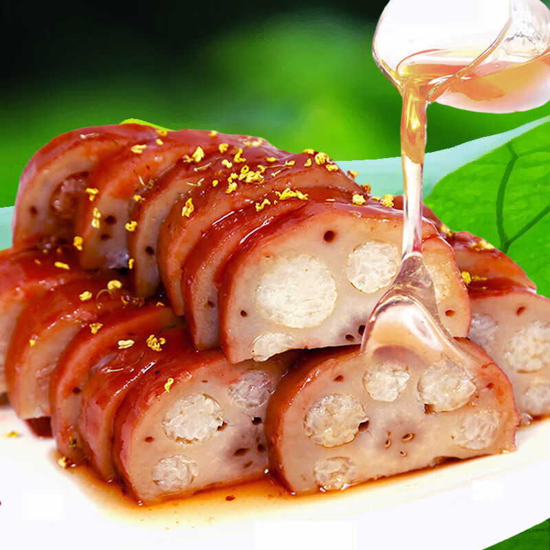 扬州宝应特产荷仙糯米藕蜜汁桂花香糯莲藕真空包装糯米糖藕即食 香糯