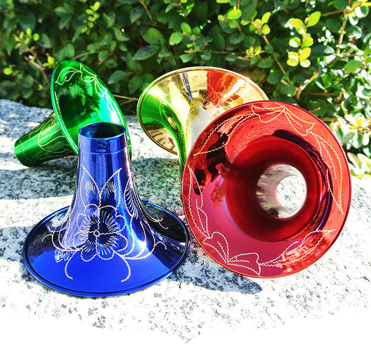 唢呐碗黄铜烤漆雕花彩色碗子高档唢呐配件加厚款d调c调降b调大g双面