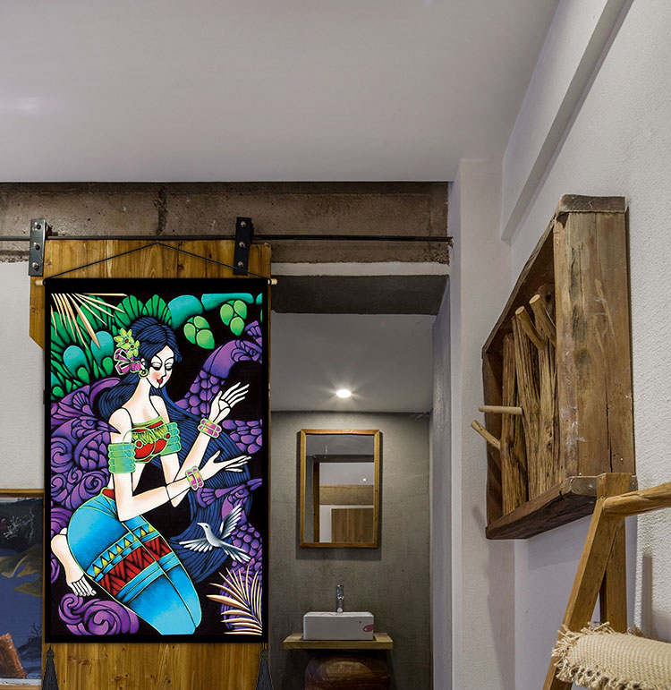 赞叶纺56个少数民族风人物布艺挂画民宿客栈装饰挂布客房大厅墙面布