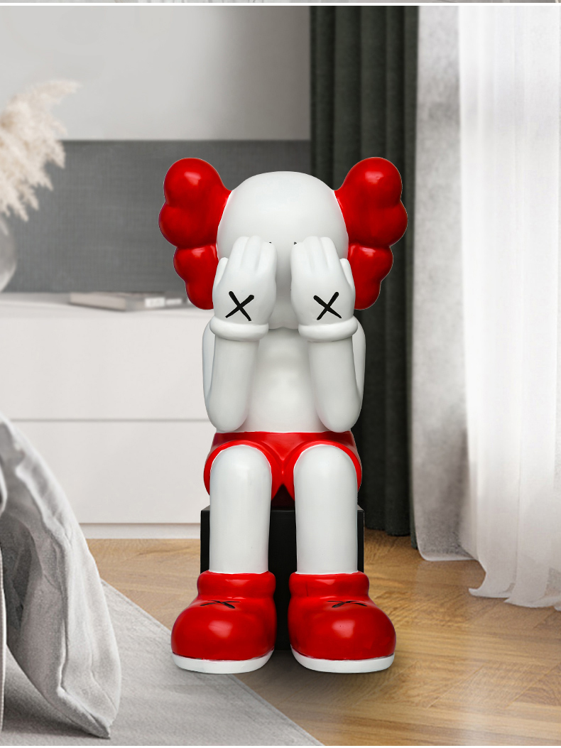 暴力熊网红坐姿kaws暴力熊大摆件玩偶卡通公仔落地现代简约客厅软装