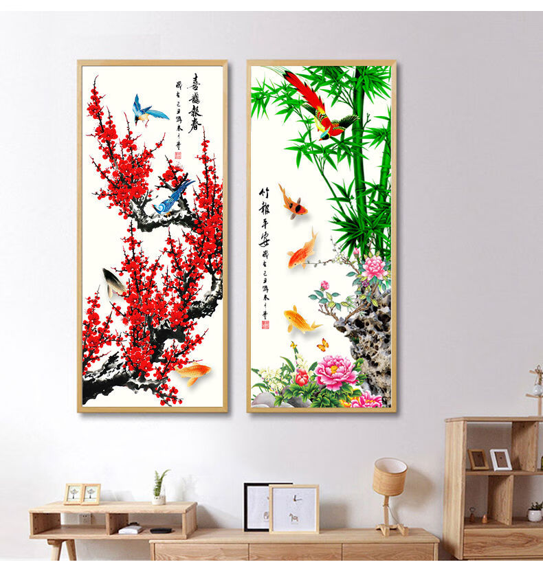 连执5d异形钻石画满钻客厅三联2021年点贴砖石十字绣新款梅兰竹菊贴画