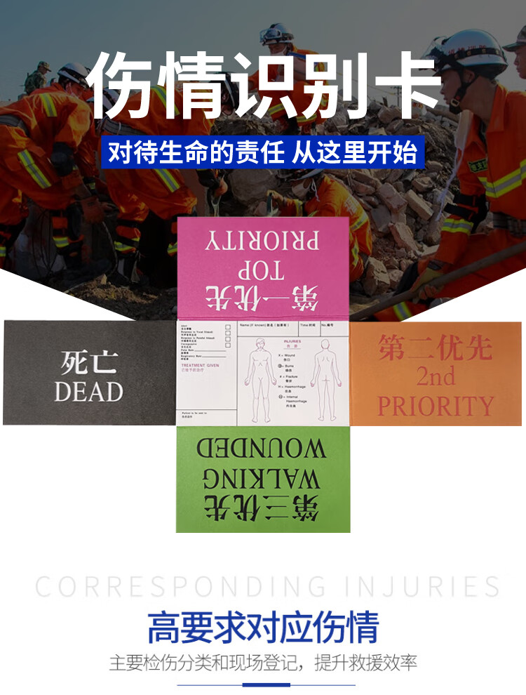 卫生应急检伤分类标识医院专用伤情识别卡急救联系分诊卡一整套