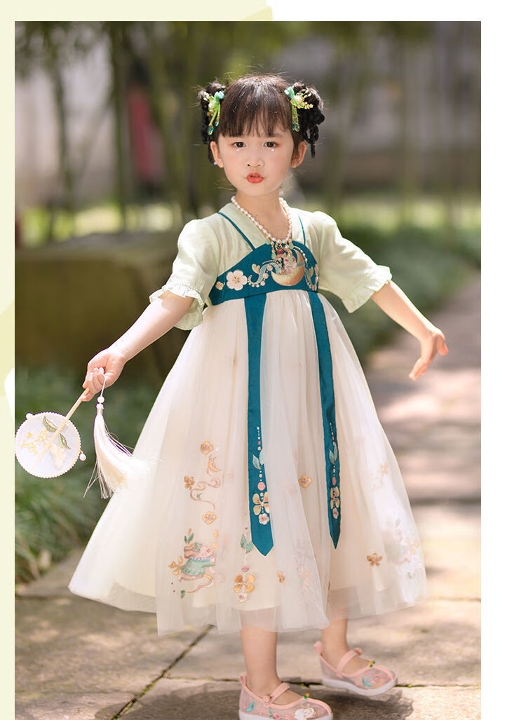 艾诺轮儿童古装汉服女中国风女童齐胸襦裙小女孩裙子古风超仙连衣裙