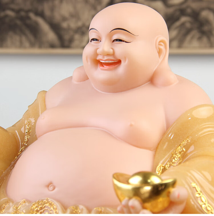 细细木语 宽体笑佛像弥勒佛弥勒菩萨大肚弥勒佛像树脂佛像居家供奉