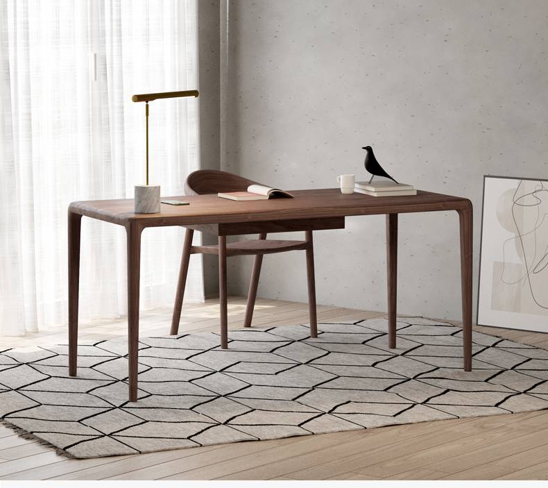 白蜡木书桌实木家用电脑桌原木工作台北欧日式黑胡桃榫卯办公桌子