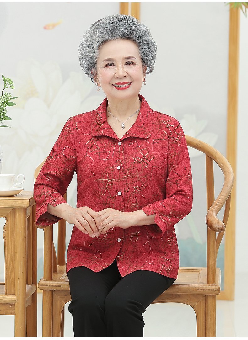 爱雅妈雅中老年人女老太太奶奶春装衬衫607080富态衬衣妈妈装上衣服穿