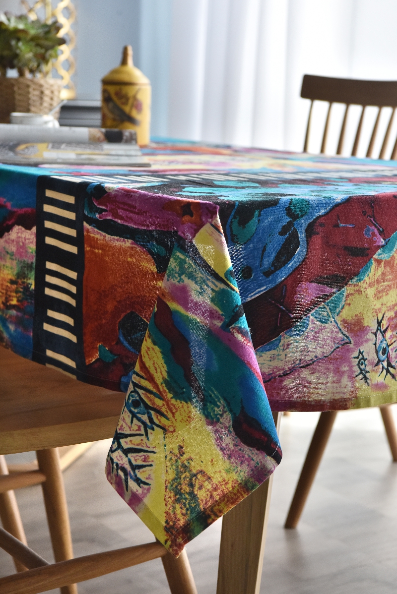 美术画室桌布美术班酒吧咖啡厅餐厅画室抽象桌布东南亚民族风民宿桌布