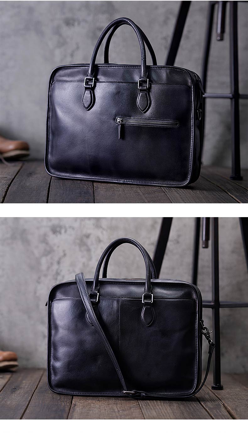 luxuntika品牌经典怀旧牛皮手提公文包复古真皮做旧男包植鞣皮手工单