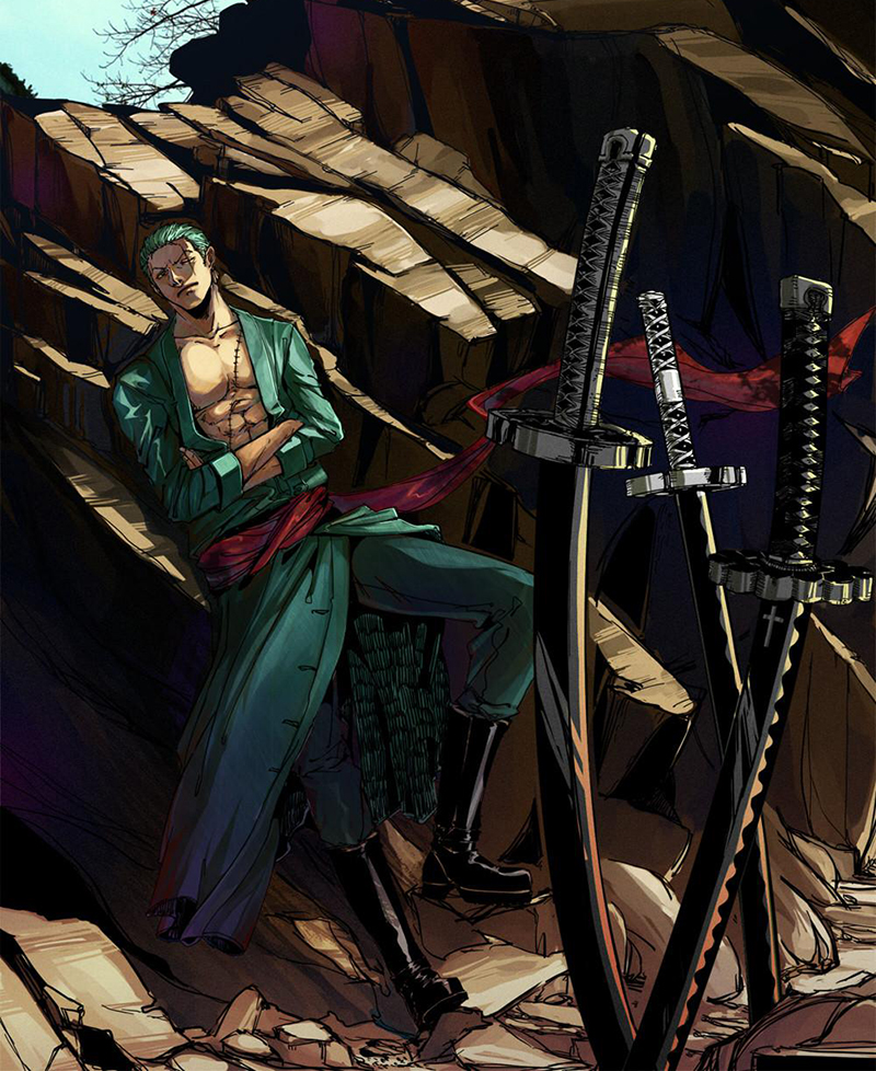 海贼王刀索隆刀三刀流手工一体武士刃黑刀秋水鬼彻阎魔动漫未开刃