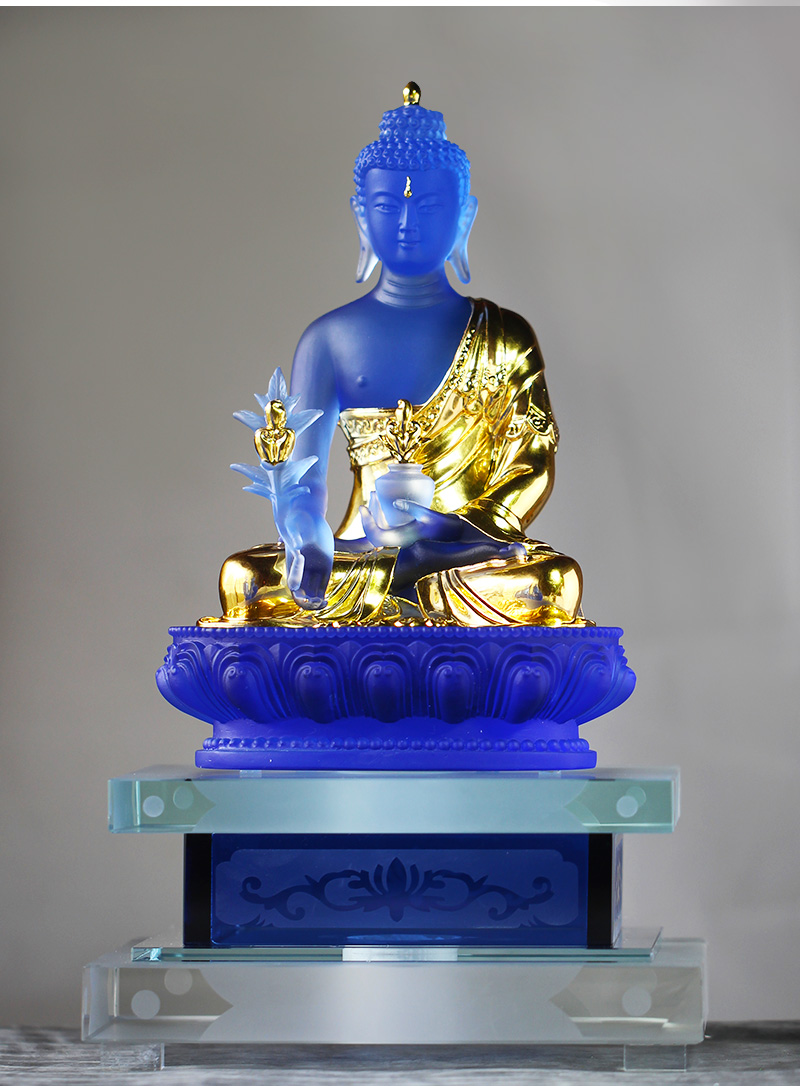 药师琉璃光如来发光金刚底座家用供奉摆件居家佛堂摆放药师佛佛像