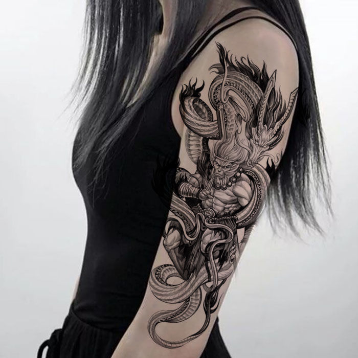 纹身贴洗不掉斗战胜佛龙纹身贴防水男半臂孙悟空猴子霸气高清大图身体