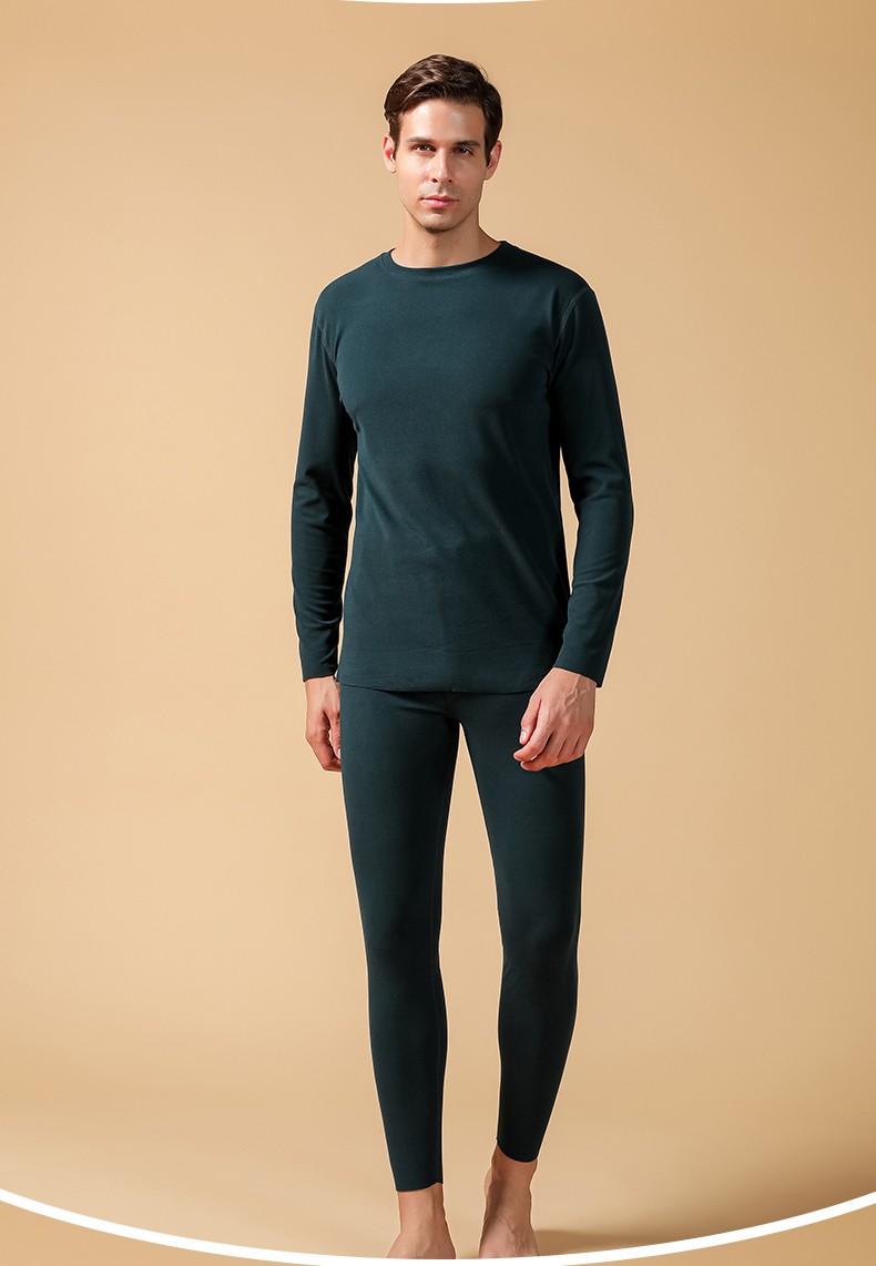 南极人秋衣秋裤男薄款保暖内衣纯色修身青少年秋冬季套装星空黑l