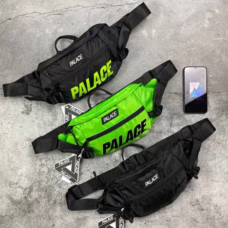 palace嘻哈三角3m反光胸包腰包蹦迪街头斜挎包手机单肩包男女ins 黑色