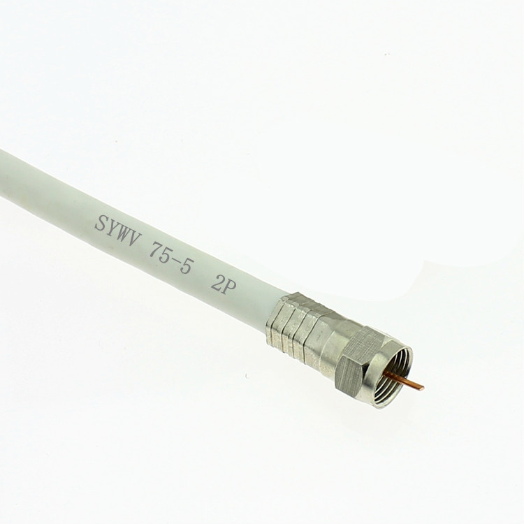 f头英制755同轴电缆线冷压头sywv7552p有线电视二屏蔽接头