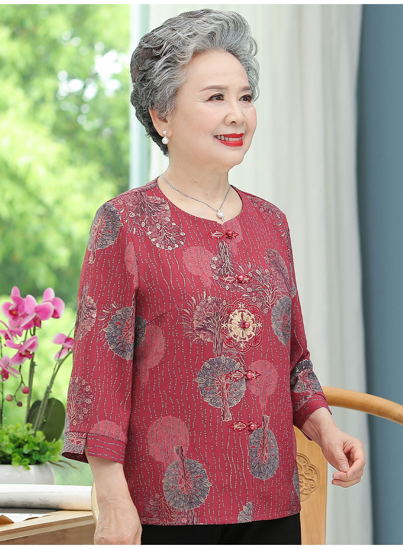 春宁老年人夏装女70岁奶奶装衬衫老太太婆婆衣服老人套装老年妈妈秋装