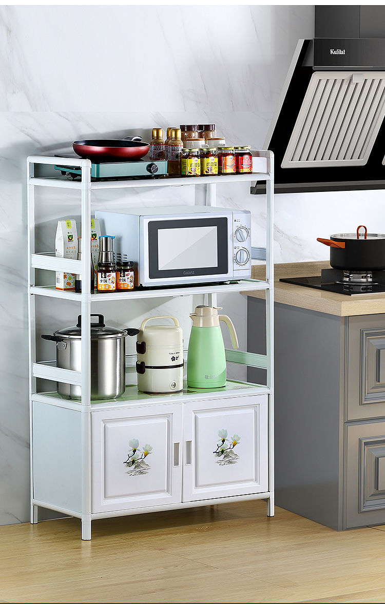 瑞琴储物架子多层l落地碗柜家用厨房多功能简易橱柜多层微波炉收纳