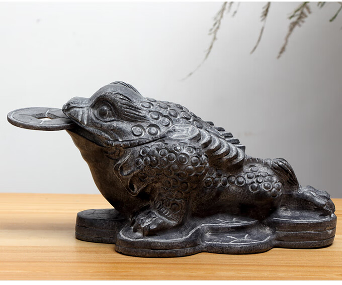 石雕石头青石三足金蟾蟾蜍开业家用风水摆件 长12宽8高7厘米一只