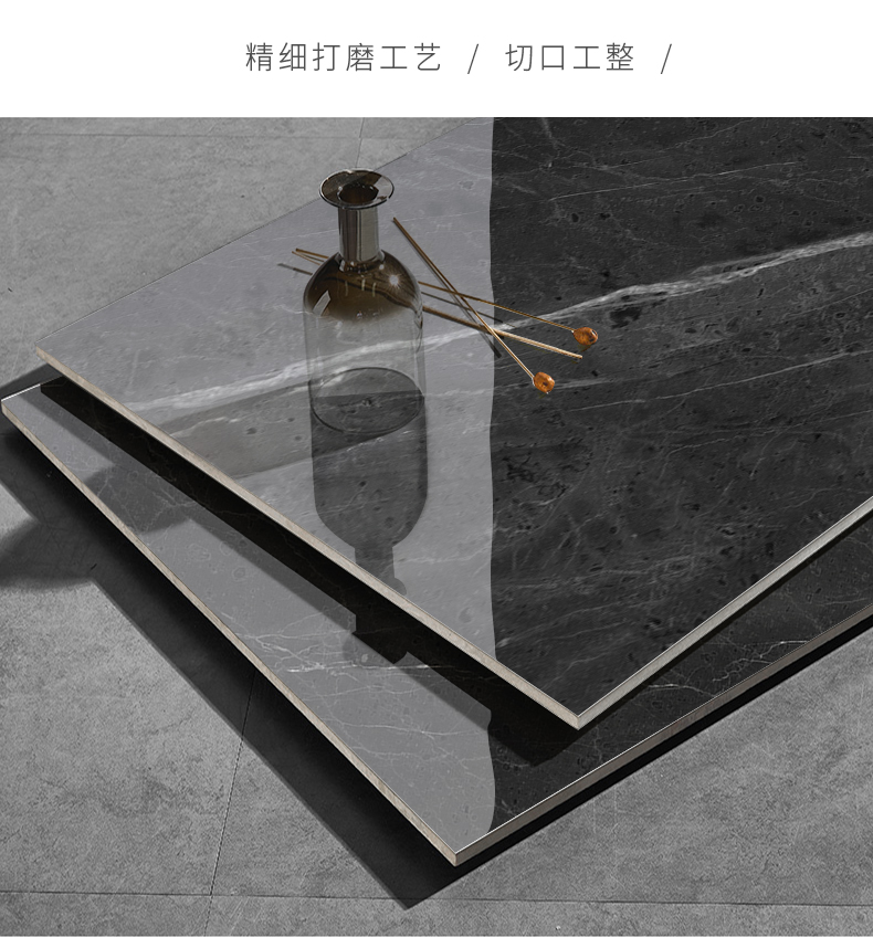 瓷砖大板600x1200黑色亮光柔光客厅通体大理石地砖现代深灰卡西诺黑