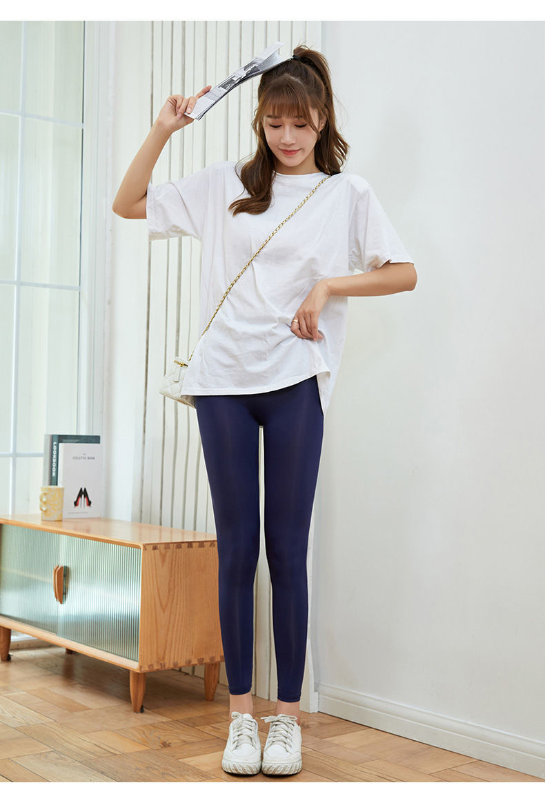 款显瘦高腰弹力大紧身瑜伽运动外穿九分裤黑色冰丝九分裤均码80130斤