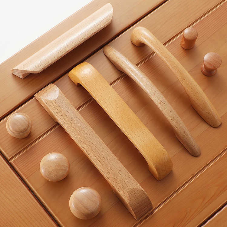 实木拉手柜门拉手原木现代简约衣柜抽屉北欧木头木质门把手 605榉木清