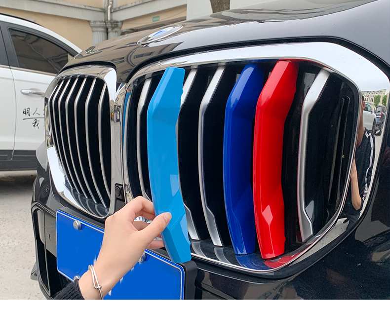 中网前脸格栅装饰三色条彩条 15-19款宝马x6【三色条卡扣款】【图片
