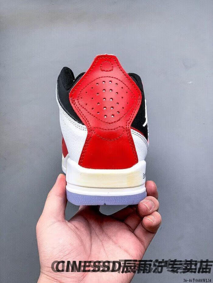 aj courtside 23 篮球男女aj23乔23代简版aj3小藤原浩中帮运动鞋 白红