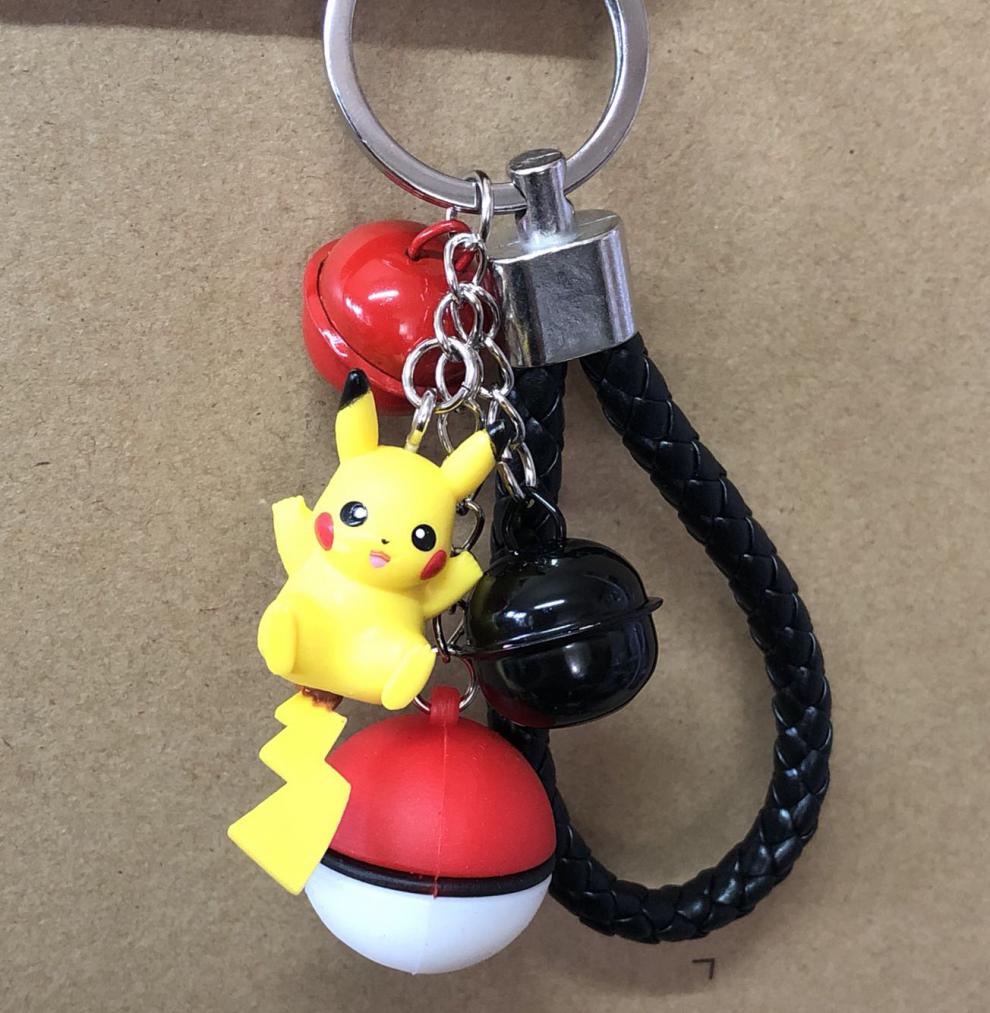 新品皮卡丘挂件神奇宠物小精灵皮卡丘精灵球皮绳铃铛挂件钥匙圈