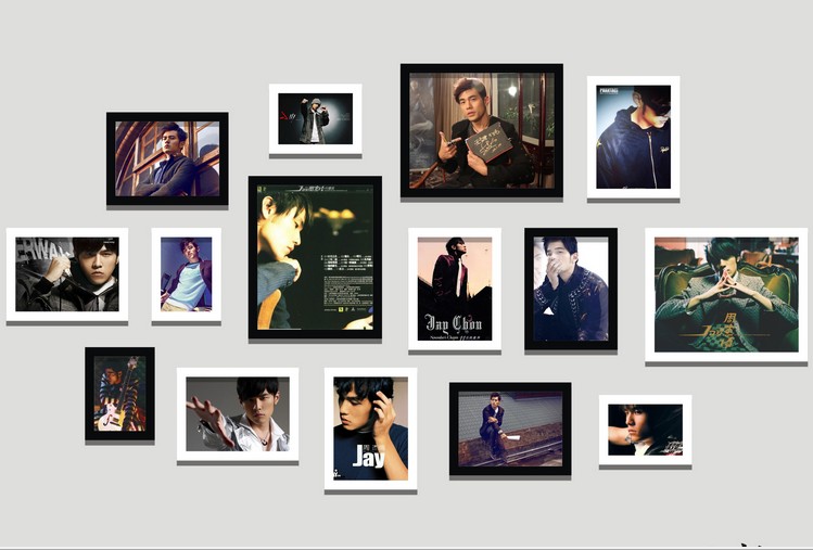 周杰伦偶像明星海报装饰画墙壁画相框酒吧客厅卧室挂画组合照片墙v款