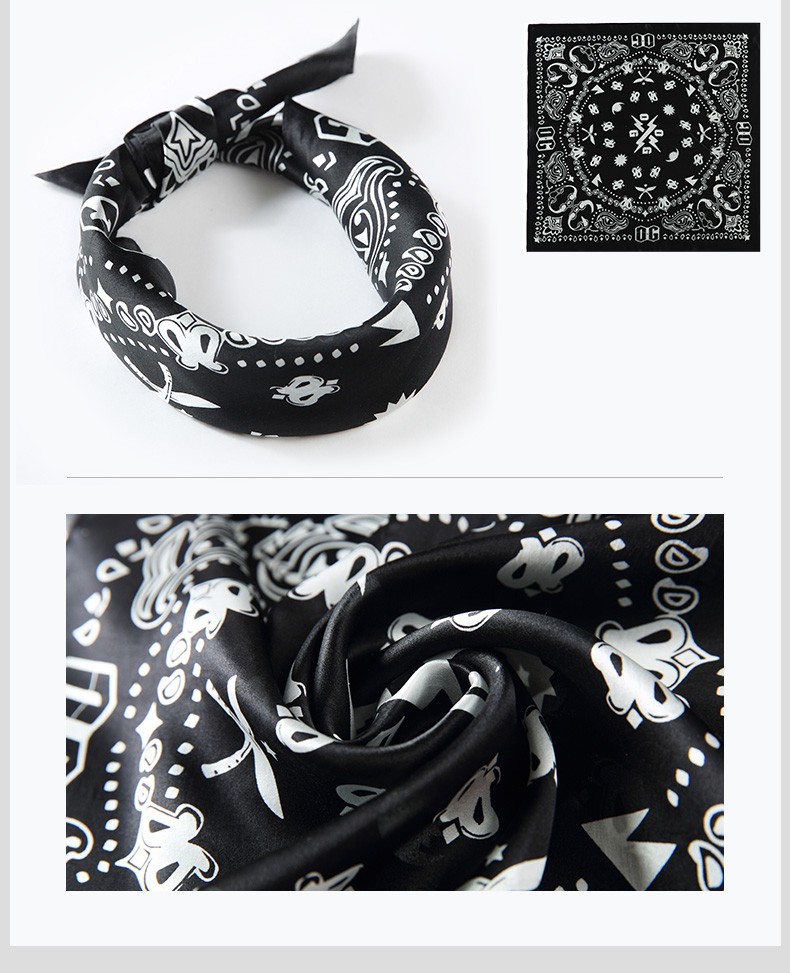 头巾运动街舞男围巾领巾潮流英伦小丝巾方巾新款 链条—酒红