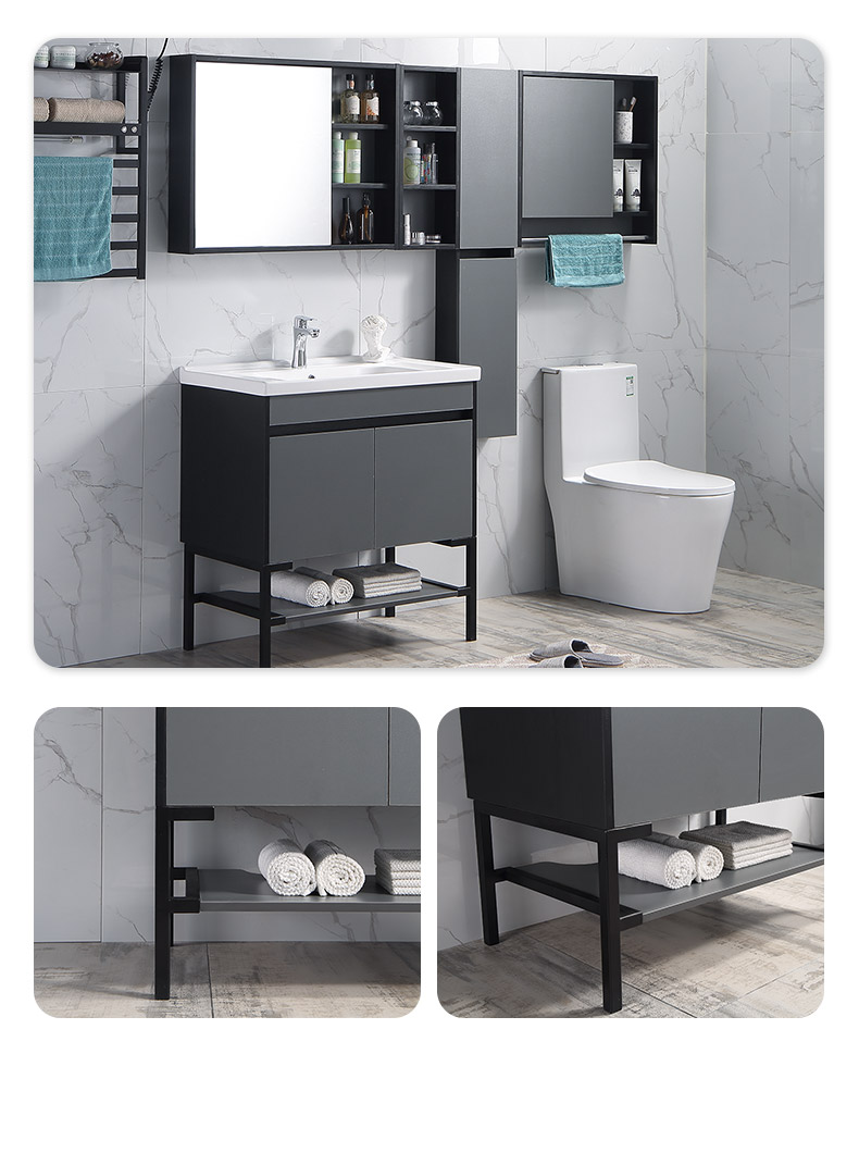 浪鲸卫生间小户型实木简约轻奢洗漱台洗手盆洗脸盆柜组合浴室柜 ebf