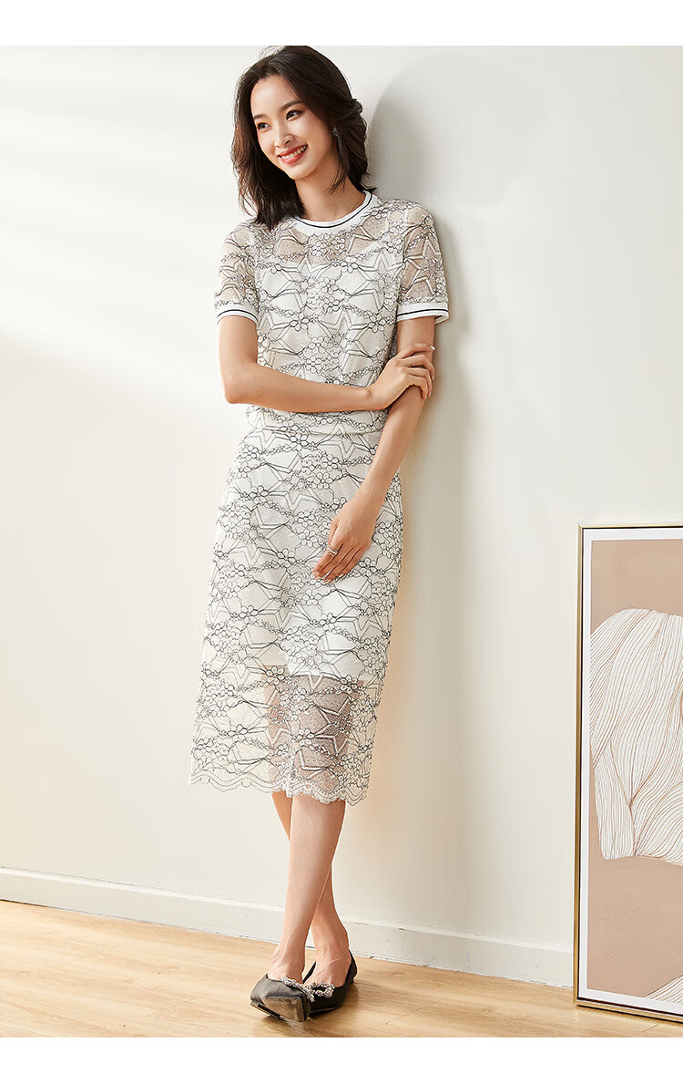 梵希蔓夏季时尚蕾丝套装女2020洋气减龄短袖上衣吊带裙两件套裙女 f0