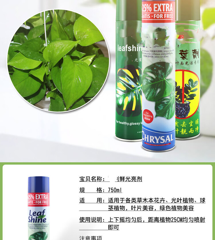 光叶剂植物叶面光亮除尘剂花卉鲜花营养叶面洁净光亮增绿喷剂保康光亮