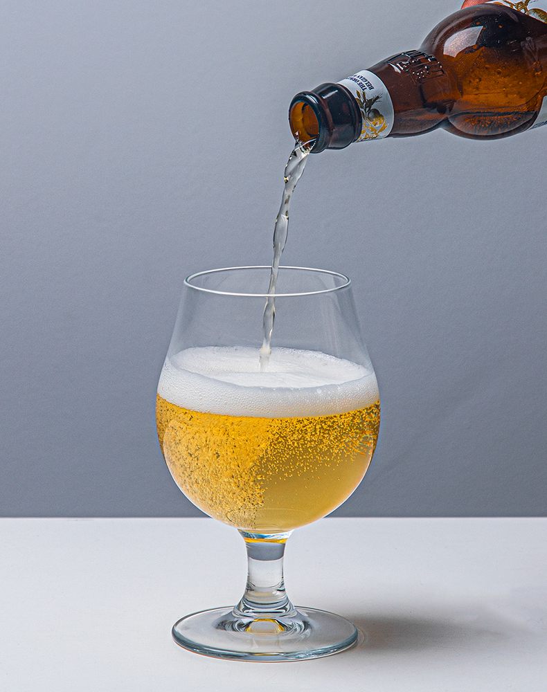 montrachet进口郁金香啤酒杯玻璃杯大肚精酿高脚杯光滑啤酒杯460ml