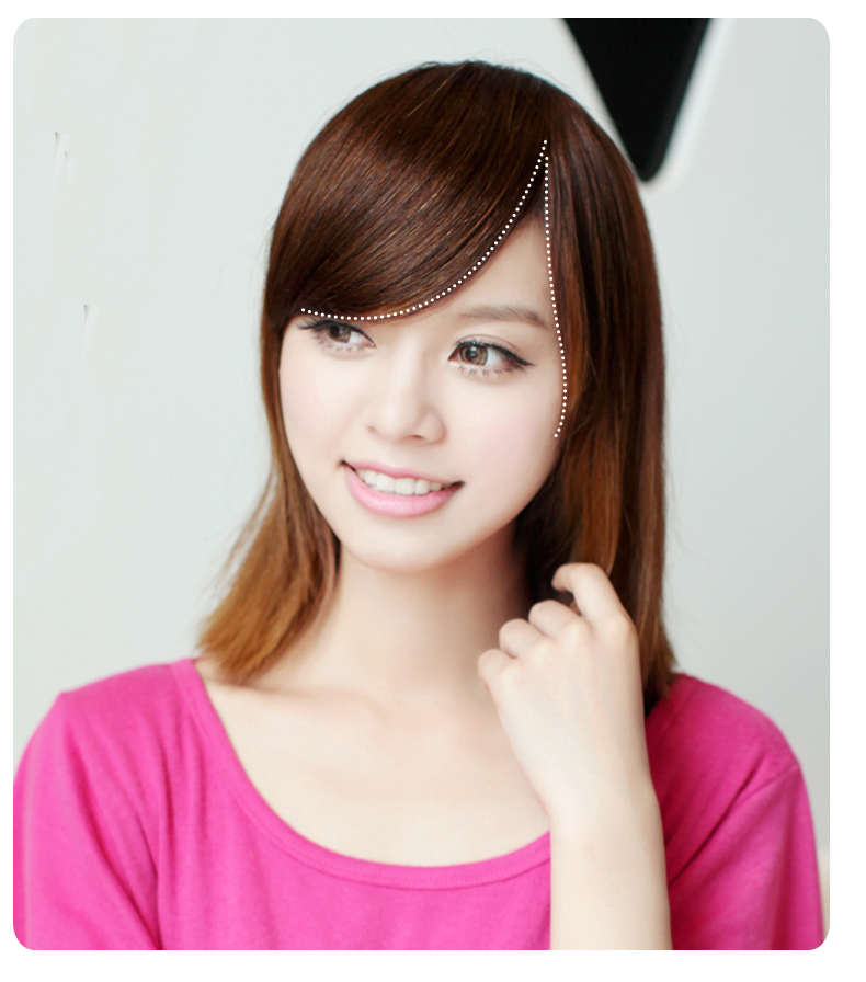 假发斜刘海隐形 无痕发箍假刘海片 真发手织假刘海偏分女假发片 有