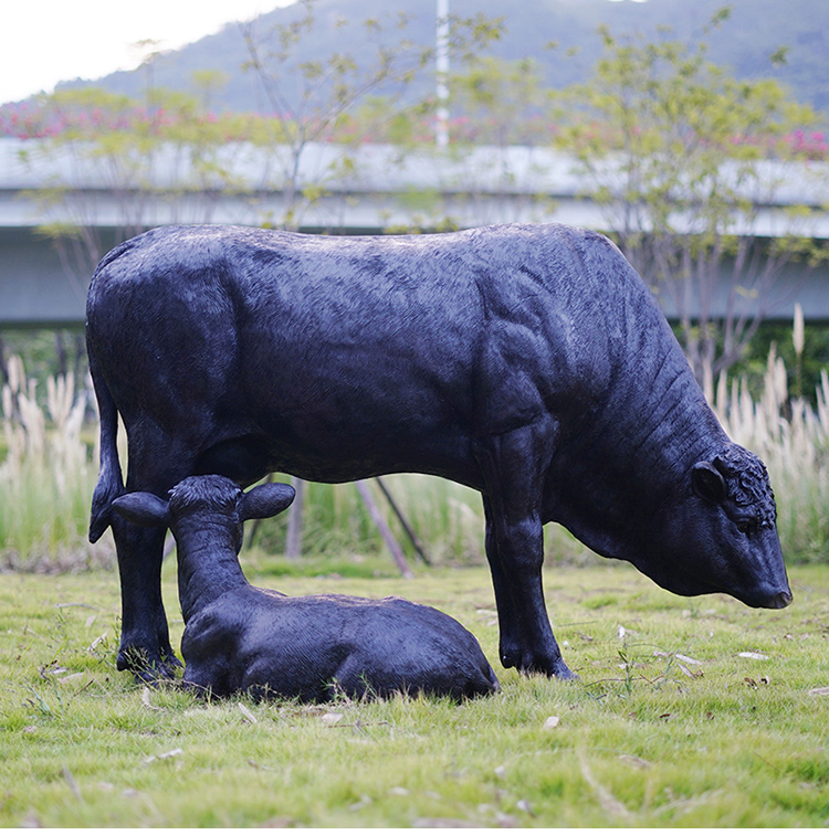 高品质户外牛雕塑大型仿真假西门塔尔牛模型园林草坪装饰黄牛摆件 特