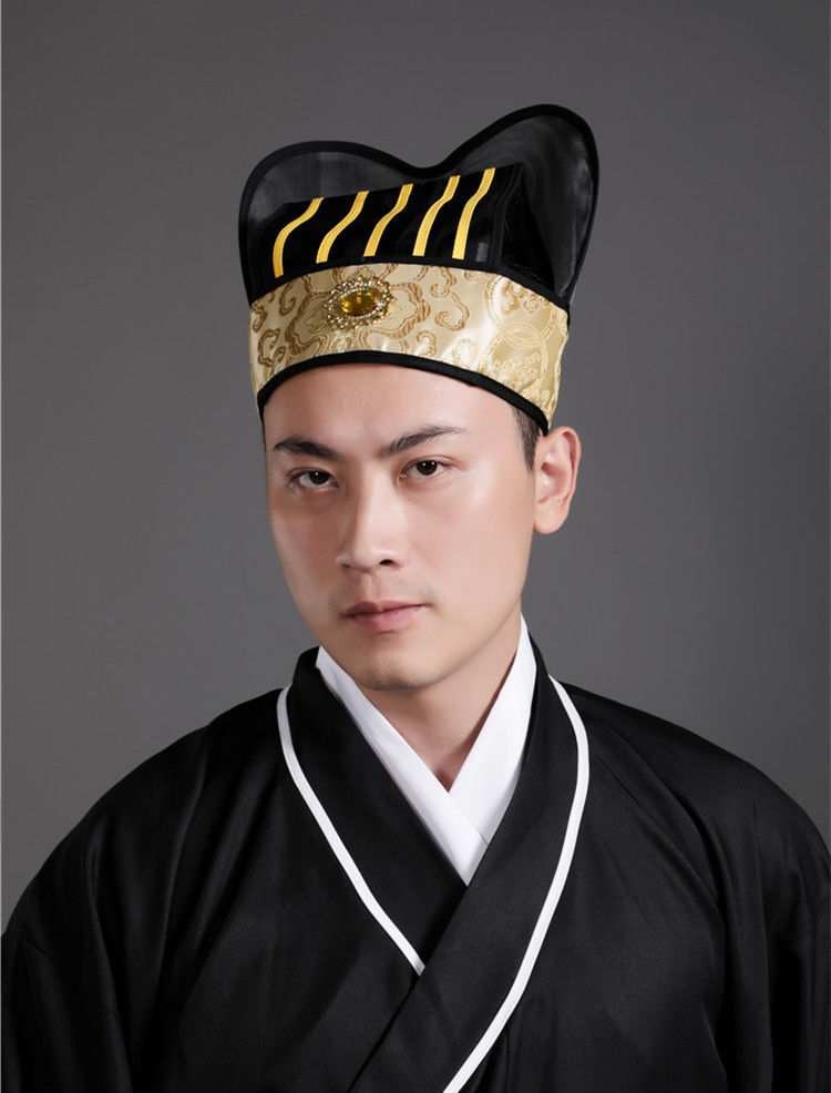 古装汉服头冠帽子 魏晋梁冠五梁冠古代大臣帽子官员帽子帽子 红色 m