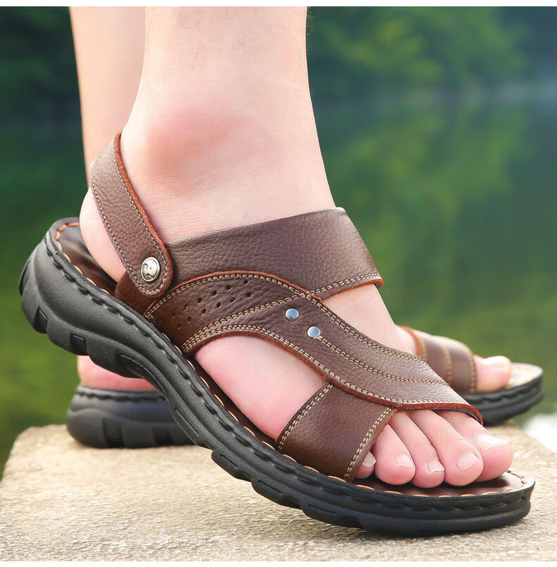 凉鞋男新款厚底男士沙滩鞋防滑驾车休闲夏季男鞋大码凉拖鞋子gd156