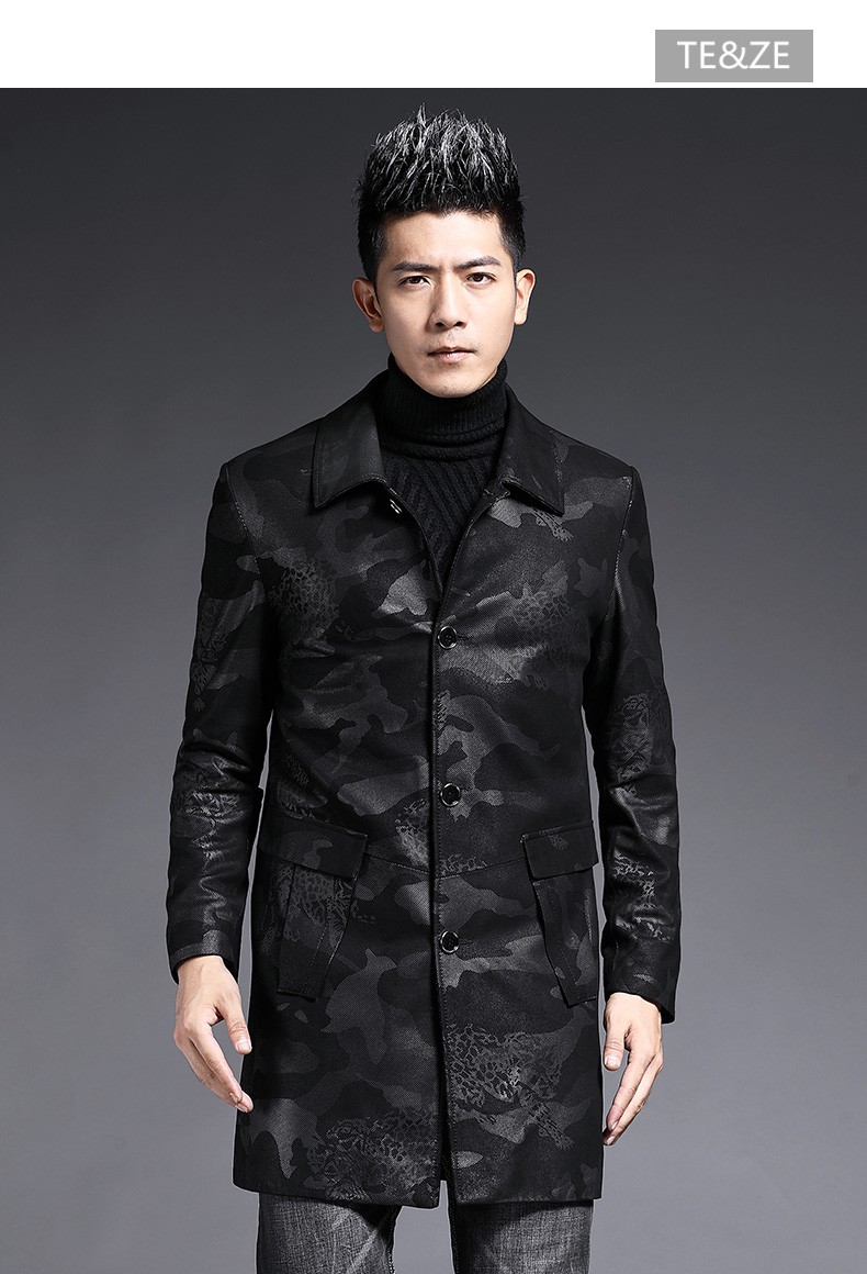 名品真皮皮衣帅气外套潮2019新款海宁绵羊皮风衣男中长款韩版修身男士