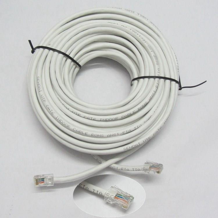 接口连接线对接10米网线带水晶头端子户外网络监控摄像头 50米黄色