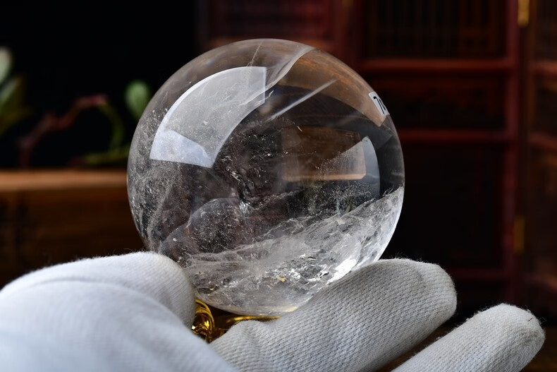 巴西天然白水晶球摆件整块打磨配证书改风水家居10厘米三寸 70059#5.