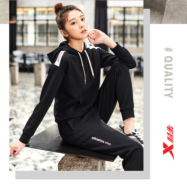 【上衣 裤子2件套】特步运动套装女秋季新款卫衣两件套休闲运动女士连