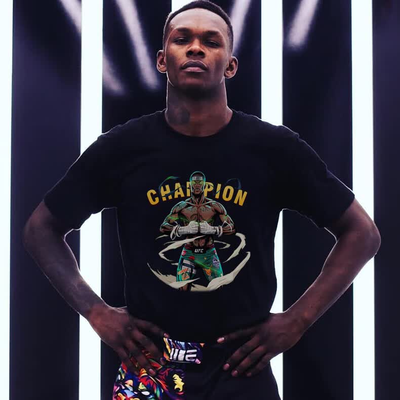 幂范西 ufc黑龙阿di萨亚卡通男式短袖t恤棉运动服上衣mma格斗拳击健身