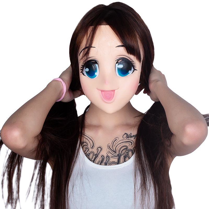 人皮面仿真面皮 动漫二次元cos面具人脸舔狗伪娘变装头套全脸美女面罩